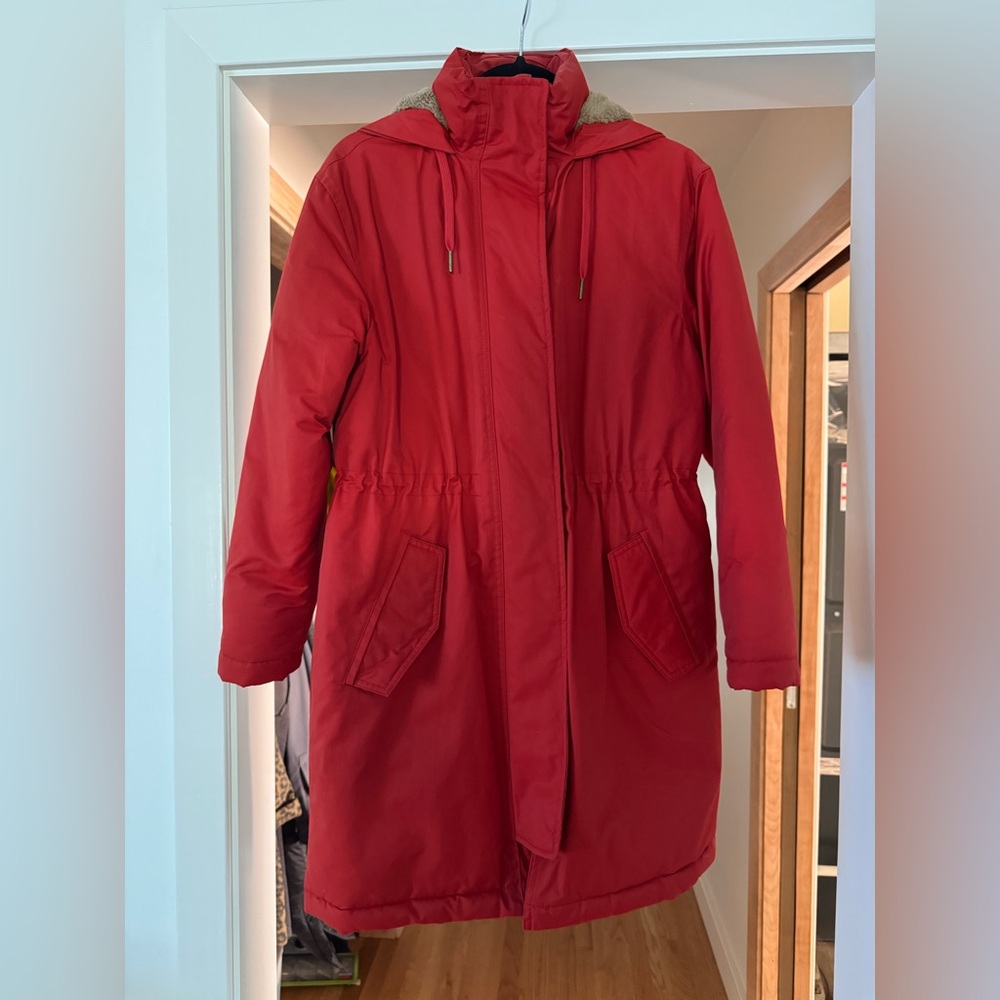 Women's Red Hooded Parka/Puffer Coat XS- Universal Thread